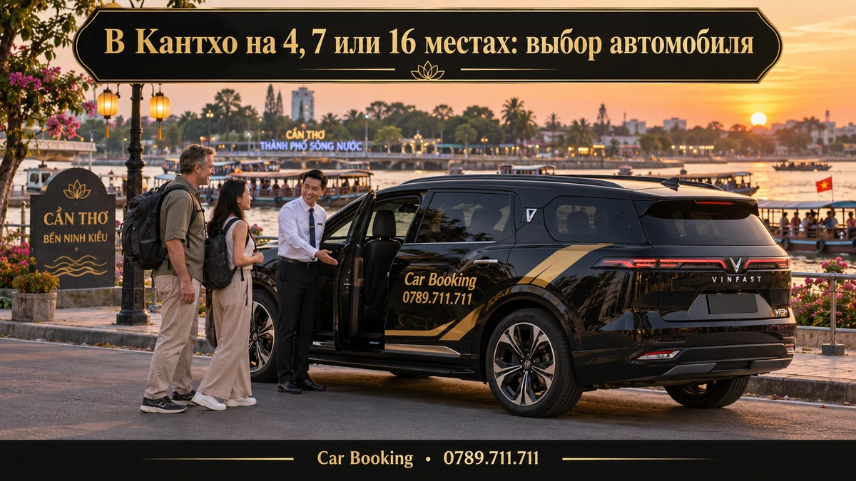 В Кантхо на 4, 7 или 16 местах: выбор автомобиля — иллюстрация Car Booking
