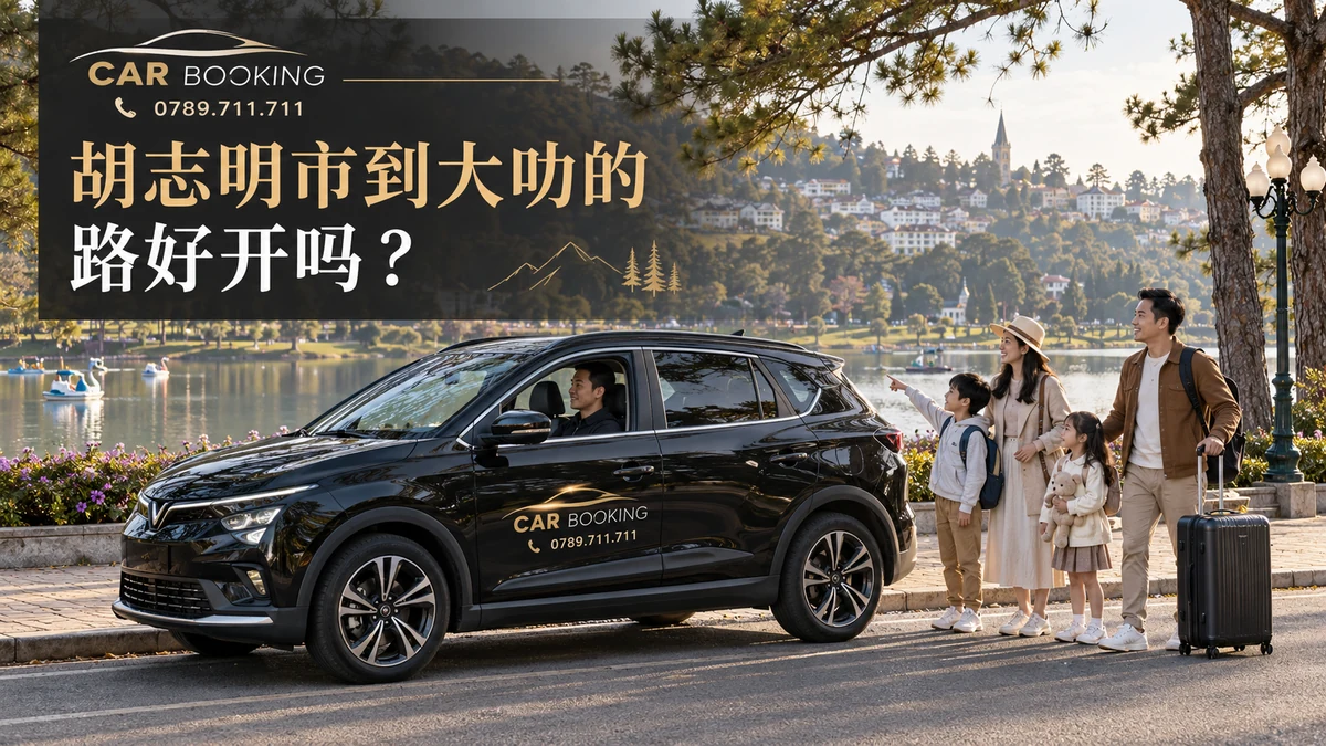 胡志明市到大叻的路：文章标题设计，包车旅行与旅客的另一幅示意图