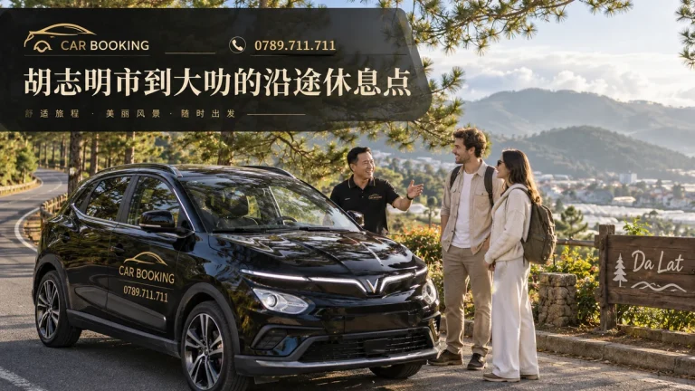 大叻的沿途休息点：文章标题设计，Car Booking车辆与旅客示意图