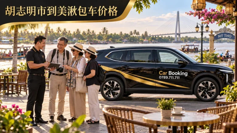 胡志明市到美湫包车价格主题配图：旅客与Car Booking七座车