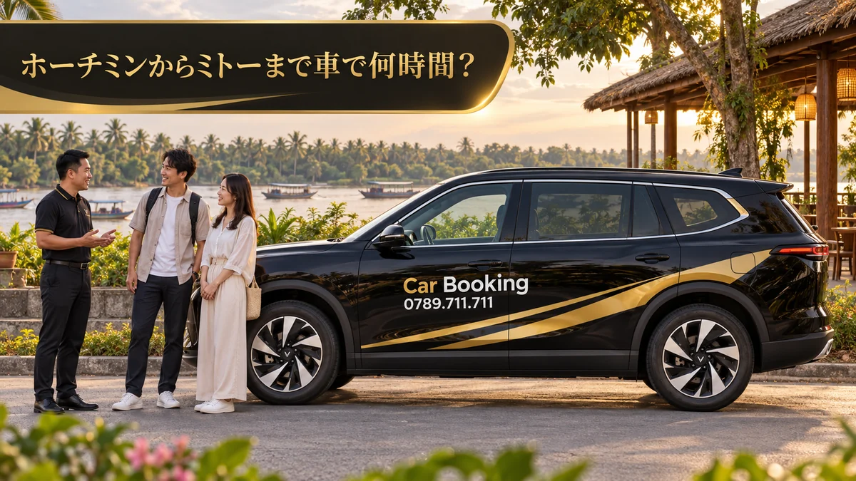 ミトー到着前に運転手と旅程を確認する旅行者