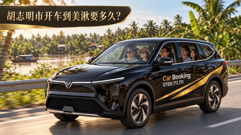 胡志明市开车到美湫要多久？Car Booking七座SUV在河边道路行驶