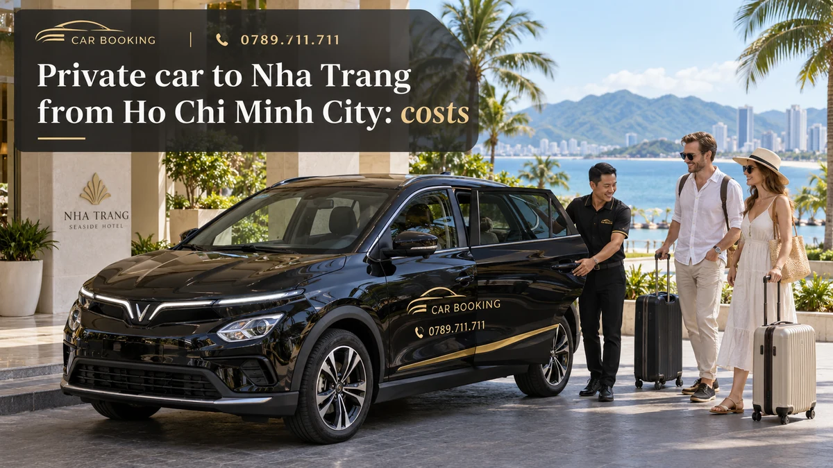 private car to Nha Trang — article title on a separate illustration of a private car journey with travellers