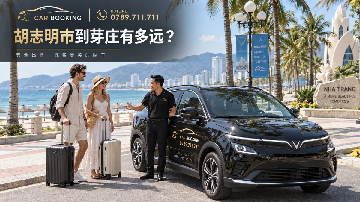 胡志明市到芽庄:文章标题设计,Car Booking车辆与旅客示意图