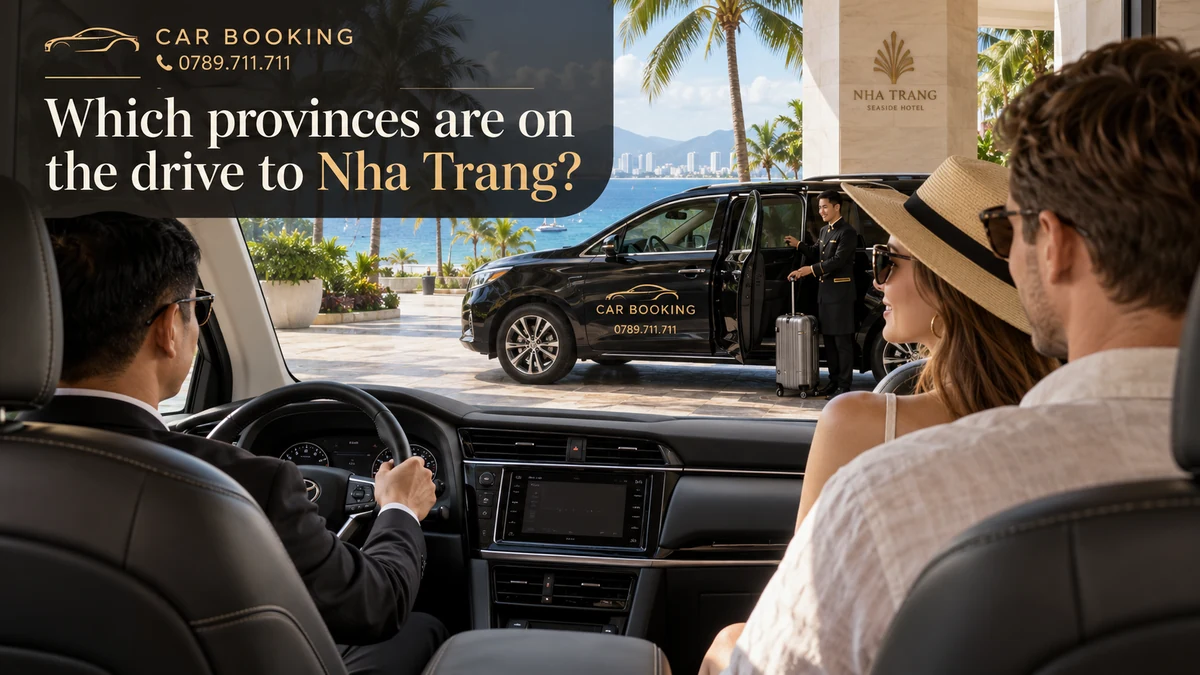 provinces on the drive to Nha Trang — article title on a separate illustration of a private car journey with travellers