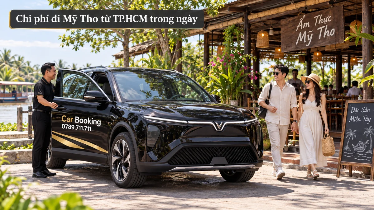 Xe Car Booking đưa khách đến điểm ăn trưa bên sông tại Mỹ Tho