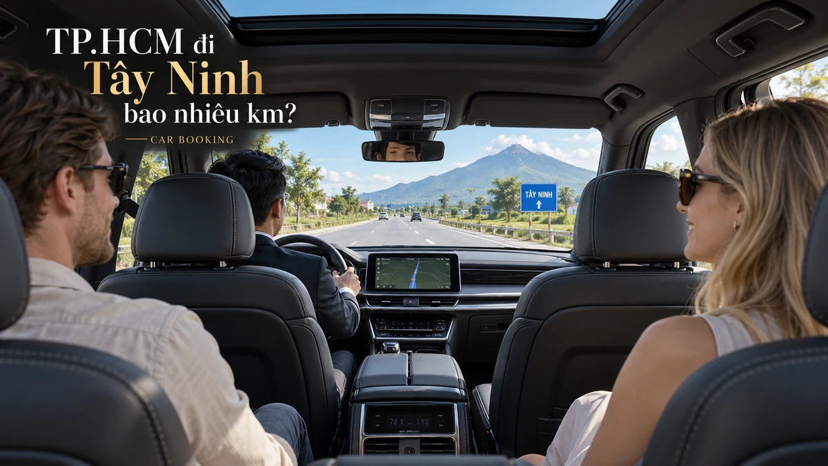 TP.HCM đi Tây Ninh bao nhiêu km — ảnh minh họa khoang xe và hành khách trên đường Tây Ninh