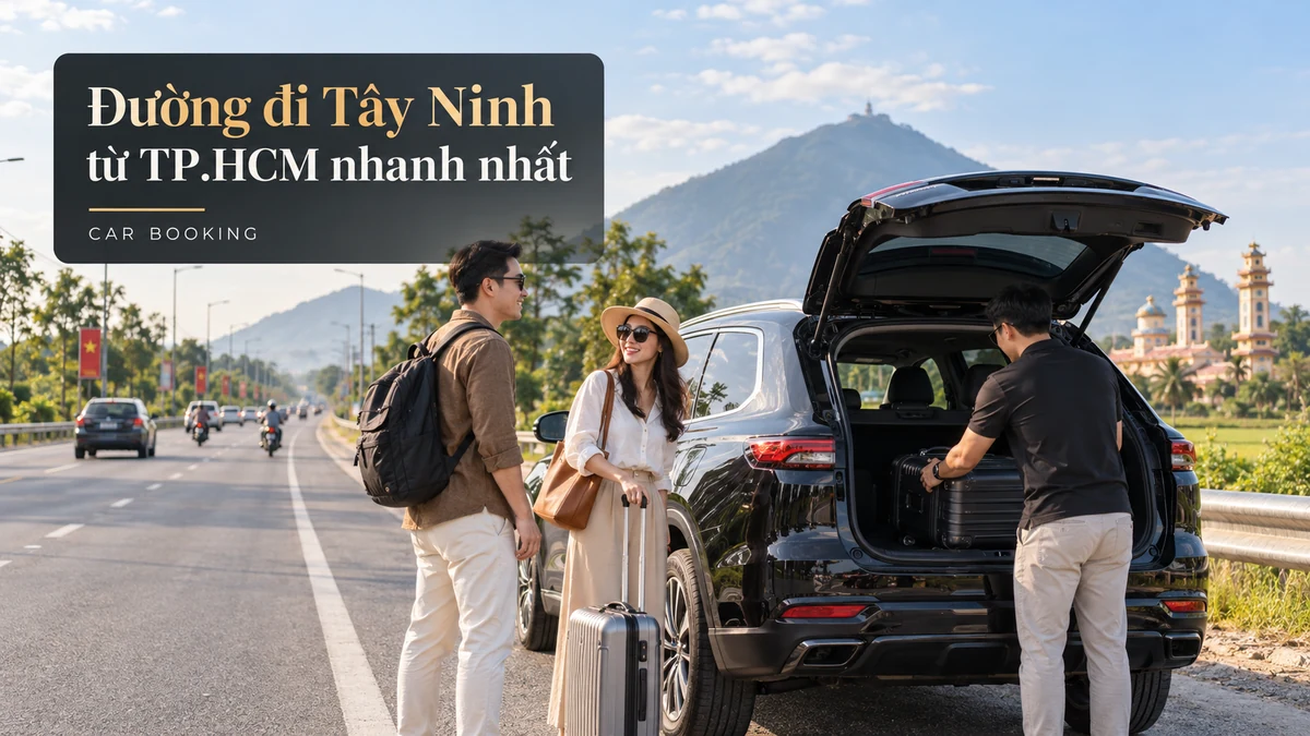 đường đi Tây Ninh từ TP.HCM — ảnh minh họa xe và hành khách trên hành trình Tây Ninh