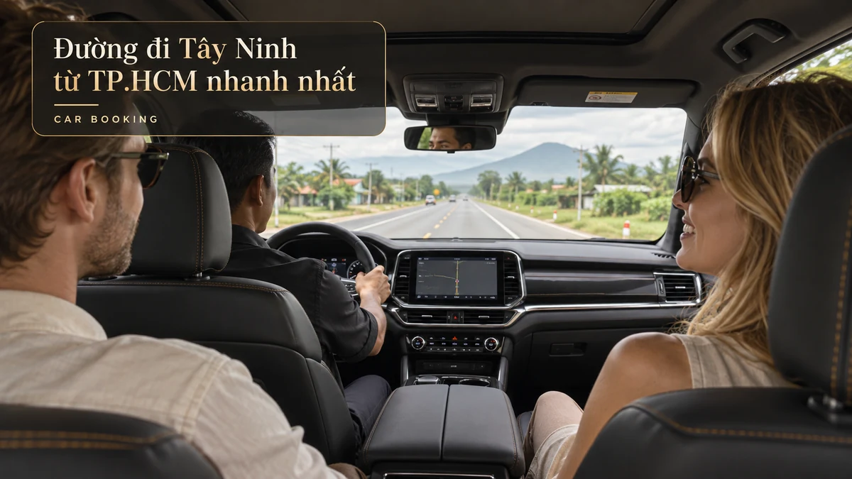 đường đi Tây Ninh từ TP.HCM — ảnh minh họa khoang xe và hành khách trên đường Tây Ninh