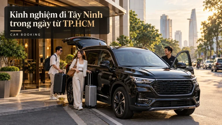 kinh nghiệm đi Tây Ninh trong ngày — ảnh minh họa xe và hành khách trên hành trình Tây Ninh