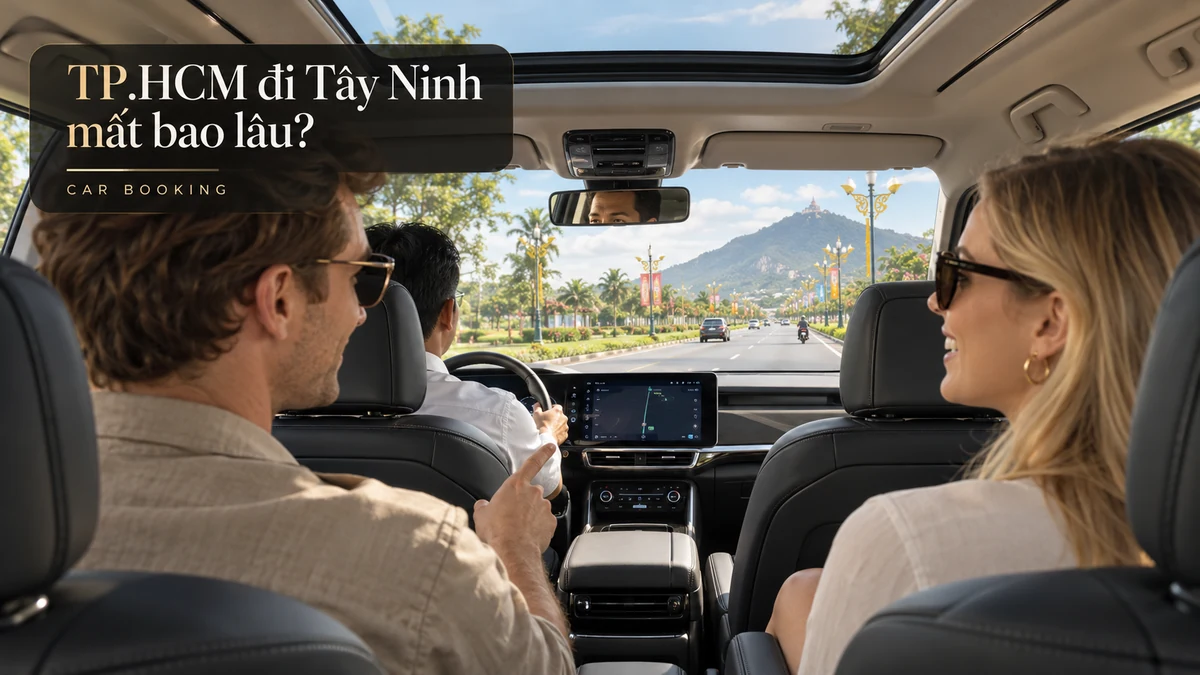 TP.HCM đi Tây Ninh mất bao lâu — ảnh minh họa khoang xe và hành khách trên đường Tây Ninh