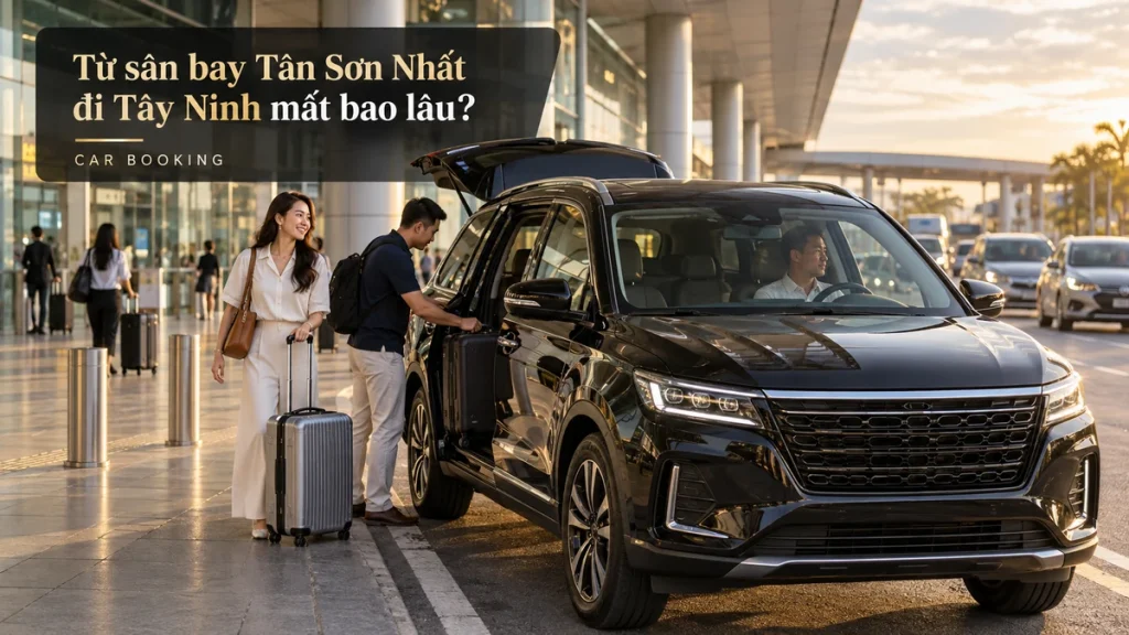 sân bay Tân Sơn Nhất đi Tây Ninh mất bao lâu — ảnh minh họa xe và hành khách trên hành trình Tây Ninh