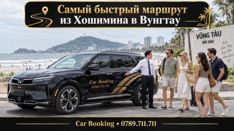 Самый быстрый маршрут из Хошимина в Вунгтау — иллюстрация Car Booking