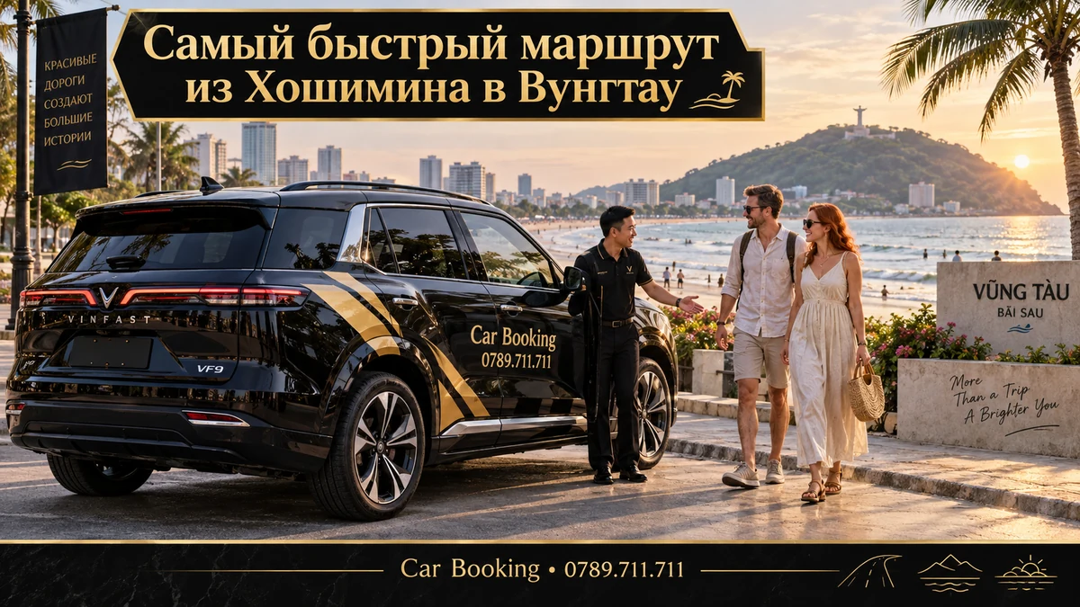 Самый быстрый маршрут из Хошимина в Вунгтау — иллюстрация Car Booking