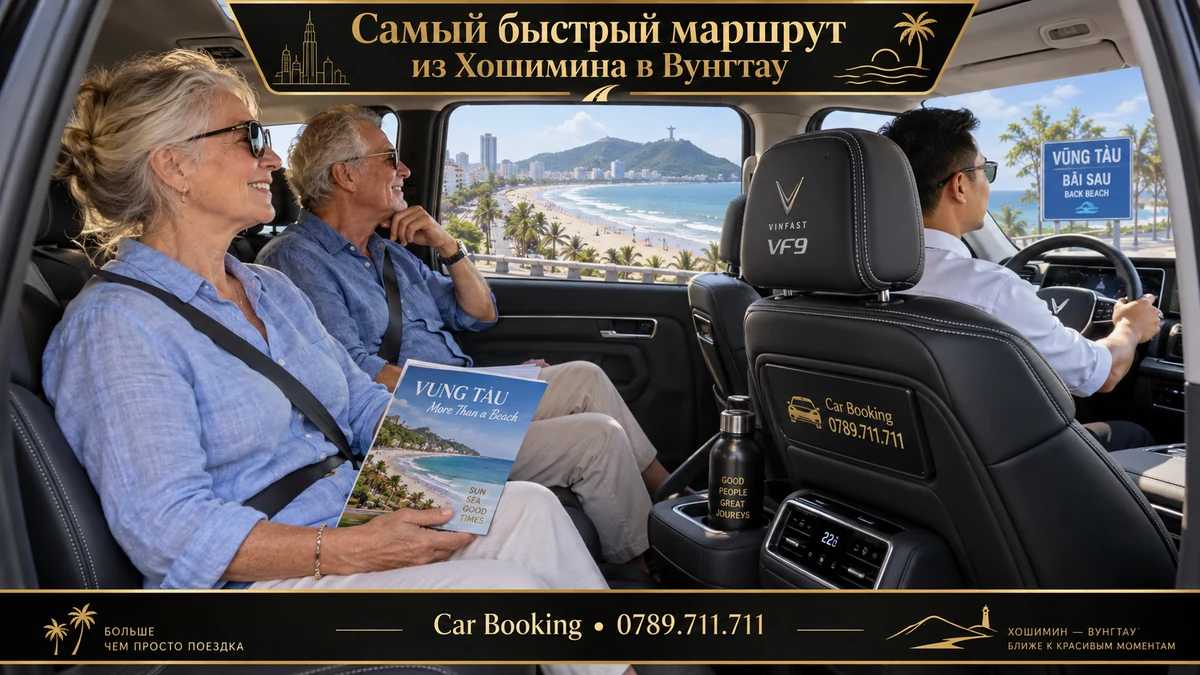Самый быстрый маршрут из Хошимина в Вунгтау — иллюстрация Car Booking