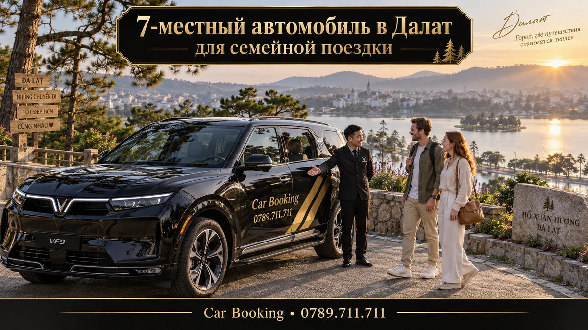 7-местный автомобиль в Далат для семейной поездки — иллюстрация Car Booking
