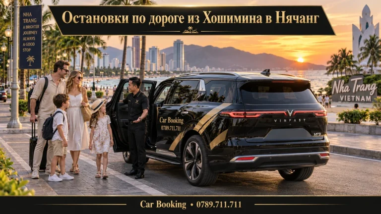 Остановки по дороге из Хошимина в Нячанг — иллюстрация Car Booking