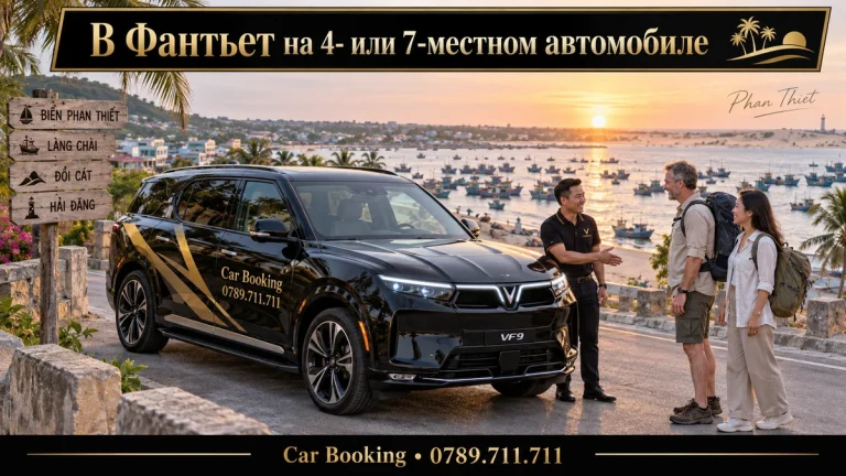 В Фантьет на 4- или 7-местном автомобиле — иллюстрация Car Booking