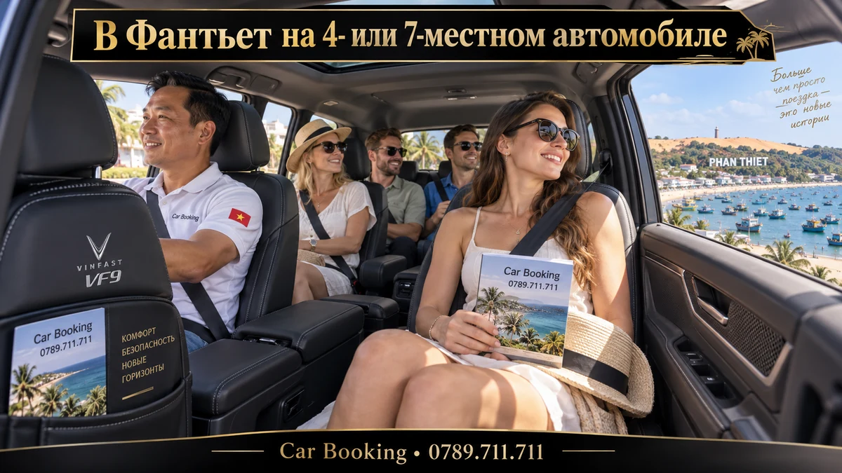 В Фантьет на 4- или 7-местном автомобиле — иллюстрация Car Booking