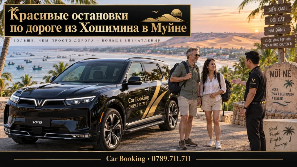 Красивые остановки по дороге из Хошимина в Муйне — иллюстрация Car Booking