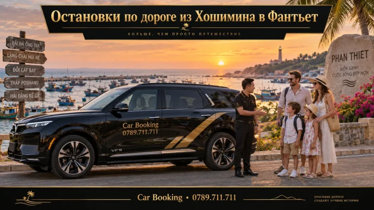 Остановки по дороге из Хошимина в Фантьет — иллюстрация Car Booking