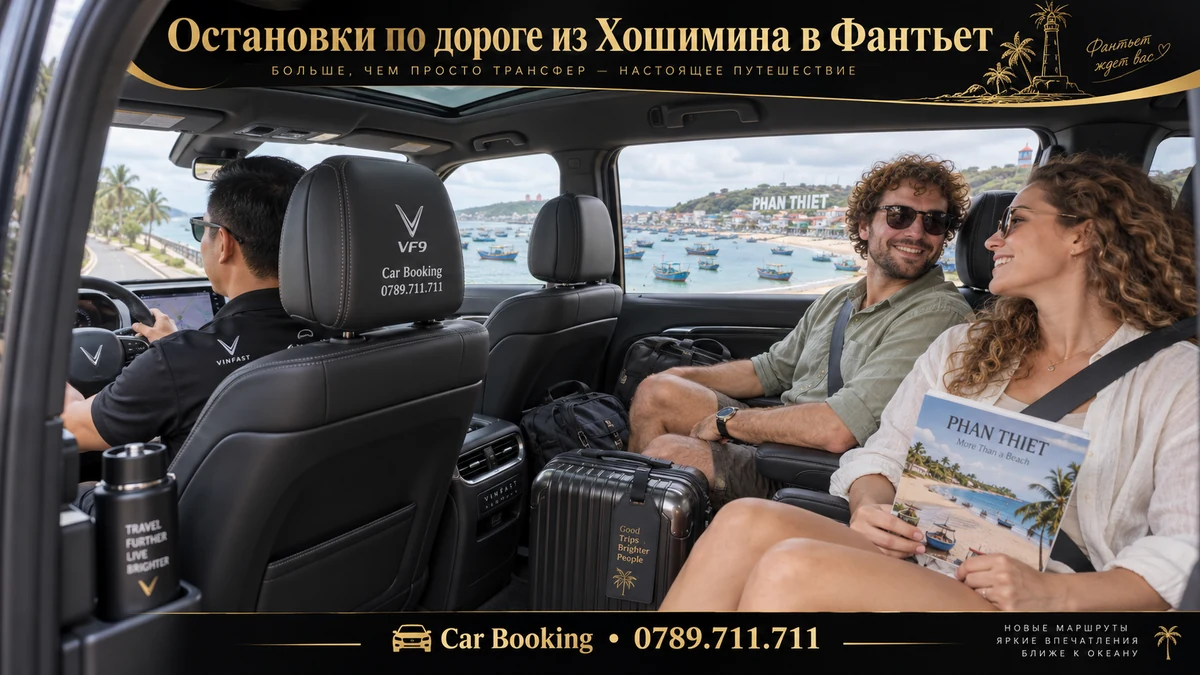 Остановки по дороге из Хошимина в Фантьет — иллюстрация Car Booking