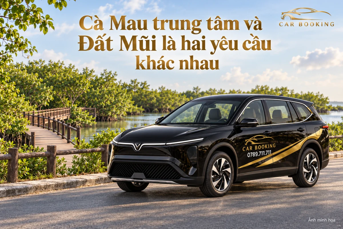 Ảnh minh họa điểm đón đường bộ Car Booking gần cảnh quan rừng ngập mặn, phân biệt với điểm trả Cà Mau trung tâm.