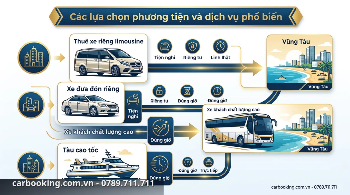 Các dòng xe phục vụ nhu cầu di chuyển linh hoạt trên tuyến đường TP.HCM đi Vũng Tàu. - Xe đi Vũng Tàu nhanh hiện nay